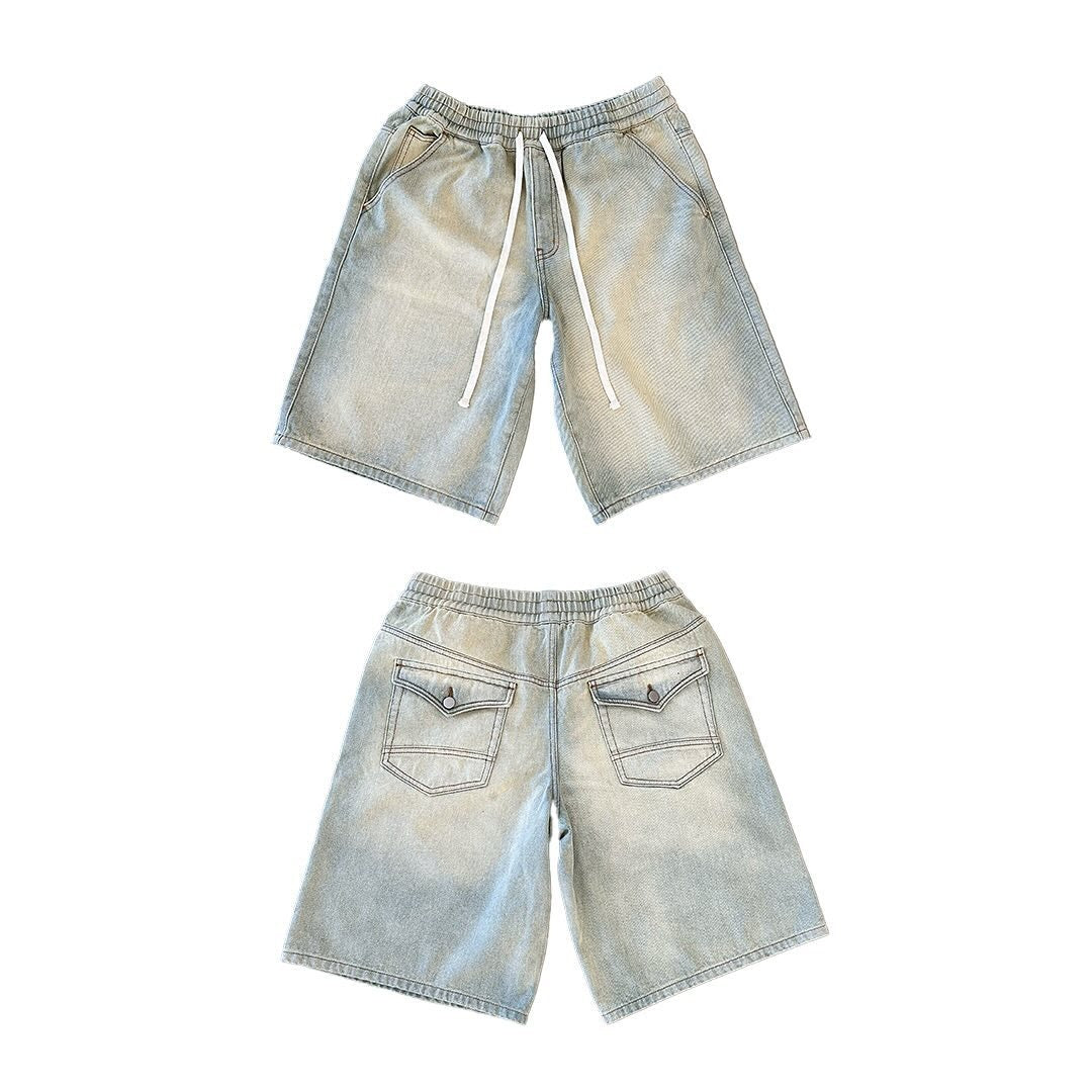Peaceinwar Cane” Dyed Denim Shorts